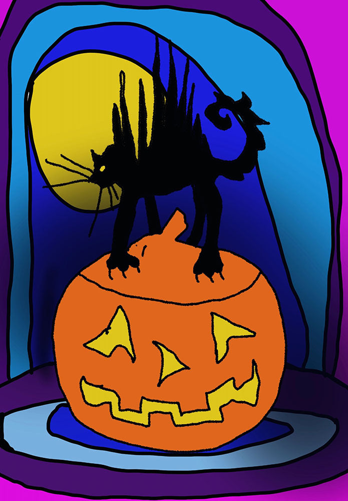 Digital Product Cat on a Pumpkin