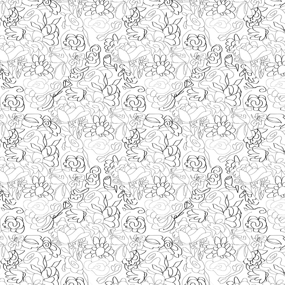 Digital product Floral Line Art Pattern
